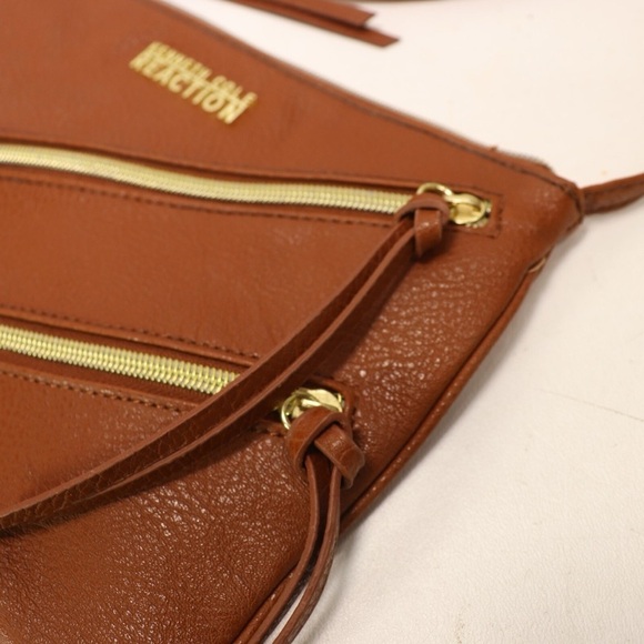 Kenneth Cole Reaction Brown Crossbody Bag with Diagonal Zippers - Picture 3 of 11